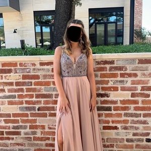 Pink beaded prom dress!